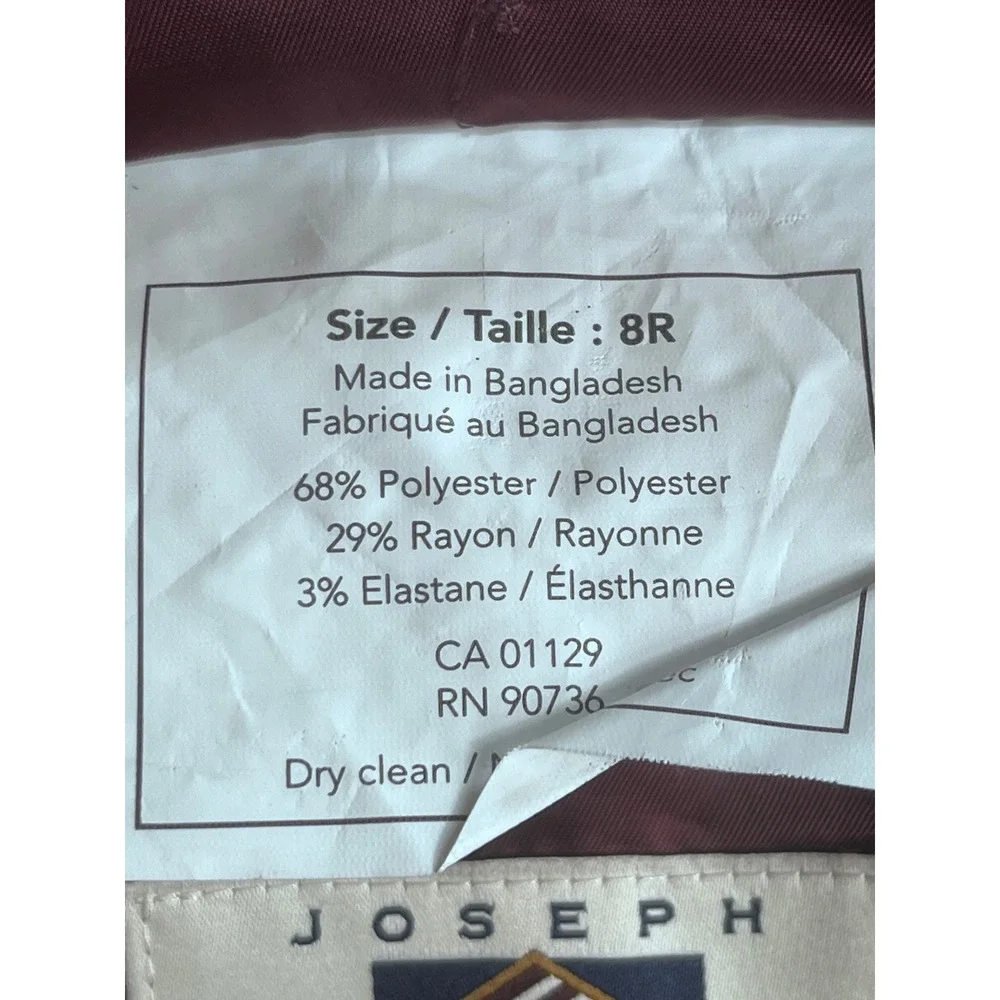 Joseph Abboud Boys Blue Two Button Blazer Jacket Size 8R Burgundy Lining